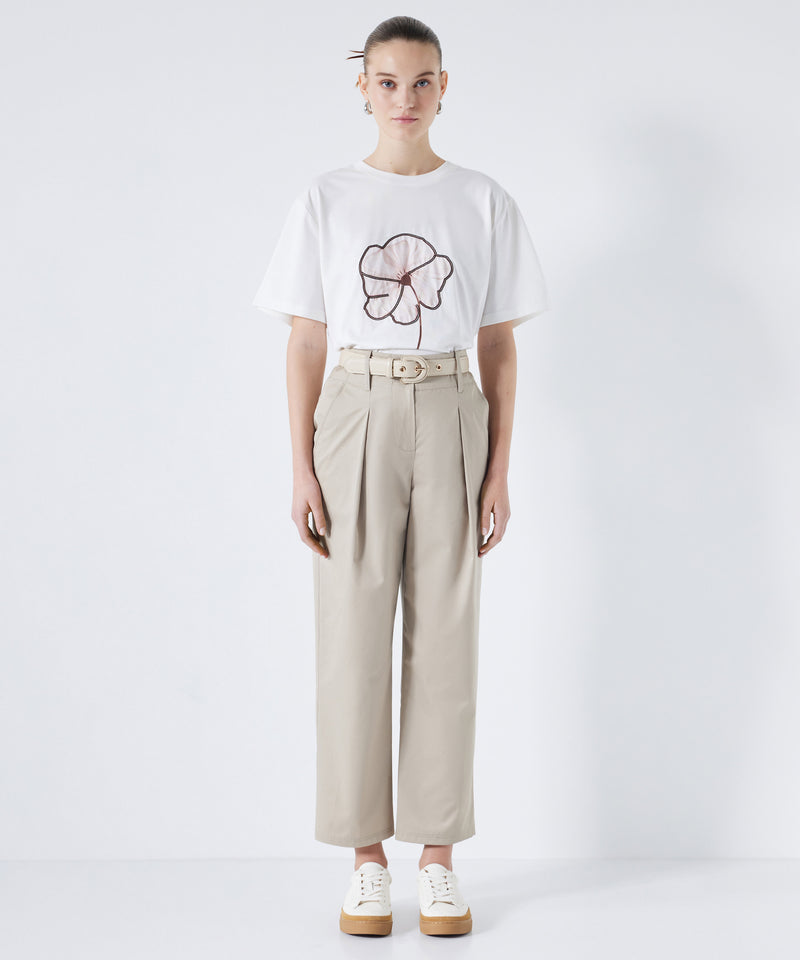 Ipekyol Floral Printed Slogan T-Shirt White