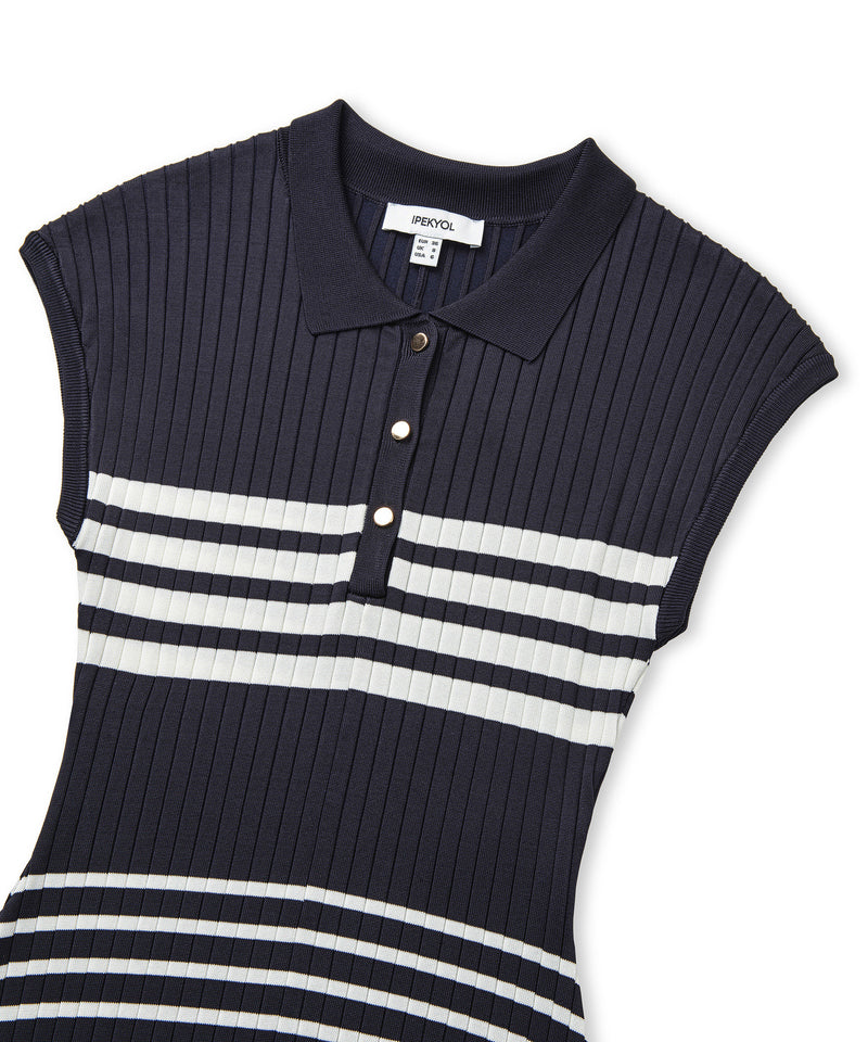 Ipekyol Striped Knit Dress Navy