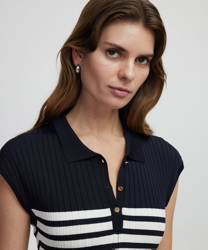 Ipekyol Striped Knit Dress Navy