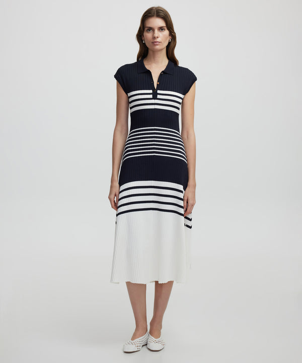 Ipekyol Striped Knit Dress Navy