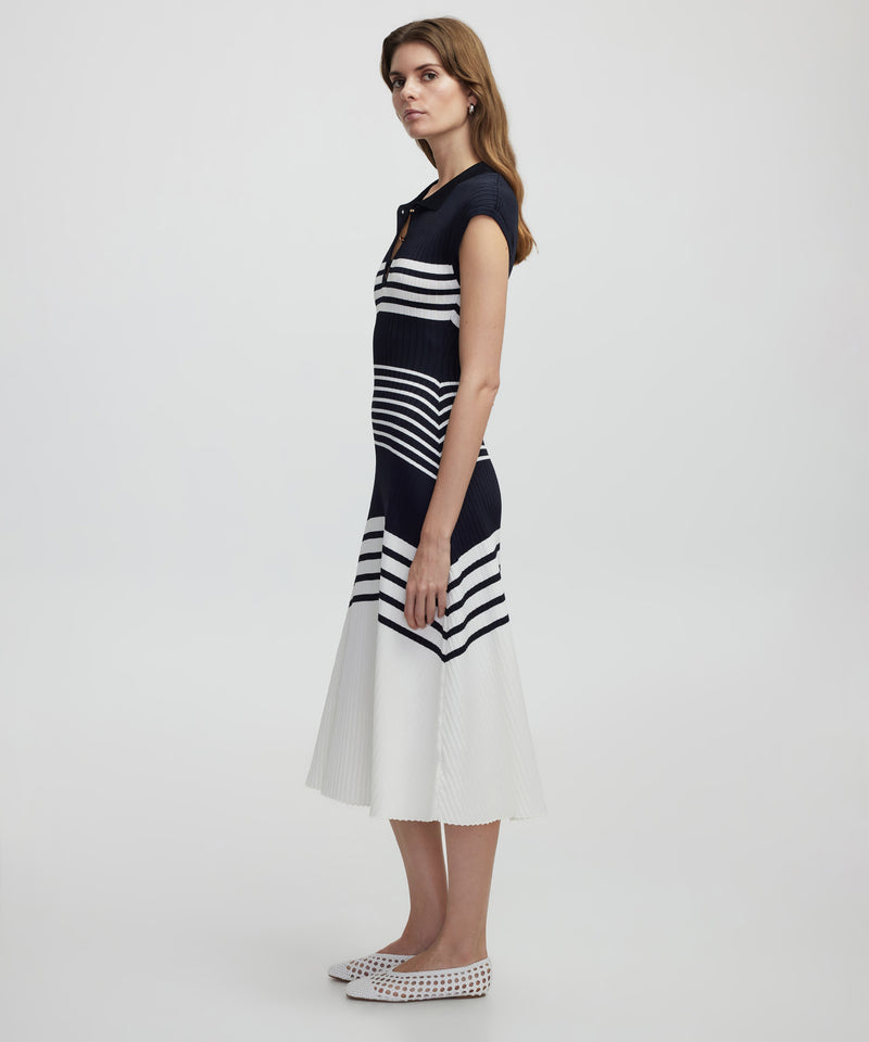 Ipekyol Striped Knit Dress Navy