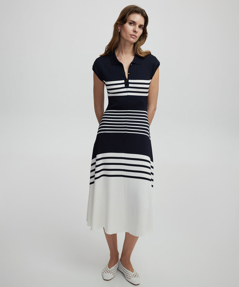 Ipekyol Striped Knit Dress Navy