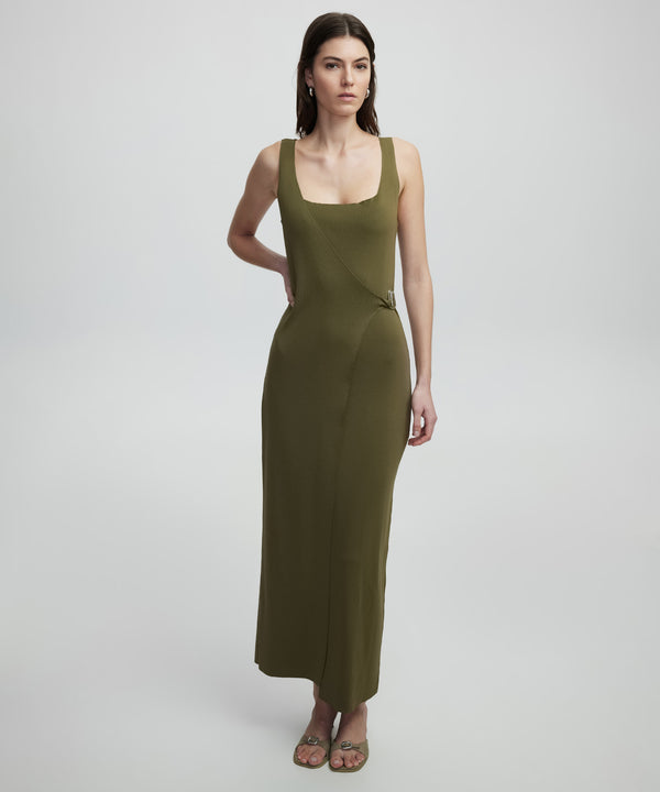 Ipekyol Wrapped Knit Dress Khaki