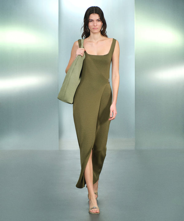 Ipekyol Wrapped Knit Dress Khaki