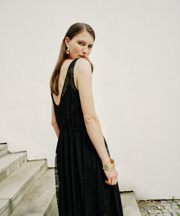 Ipekyol Lace And Chiffon Mix Dress Black