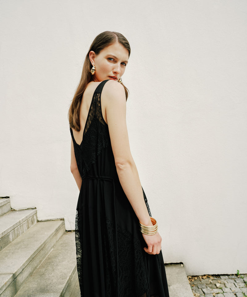 Ipekyol Lace And Chiffon Mix Dress Black