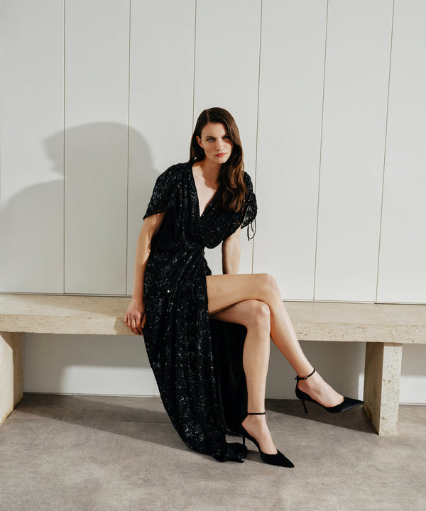 Ipekyol Sequined Chiffon Dress Black