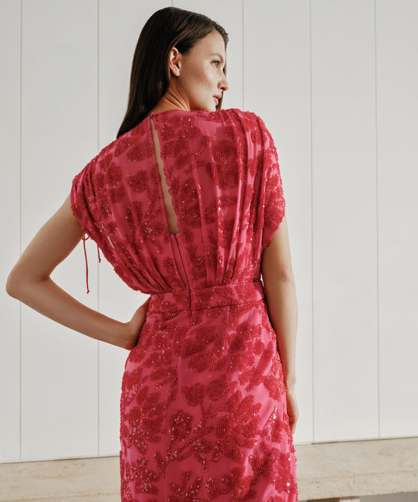 Ipekyol Sequined Chiffon Dress Fuchsia