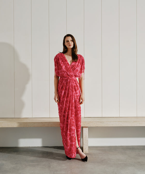 Ipekyol Sequined Chiffon Dress Fuchsia