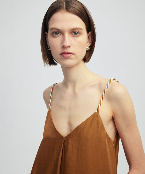 Ipekyol Contrast Wrap Strap Dress Tobacco