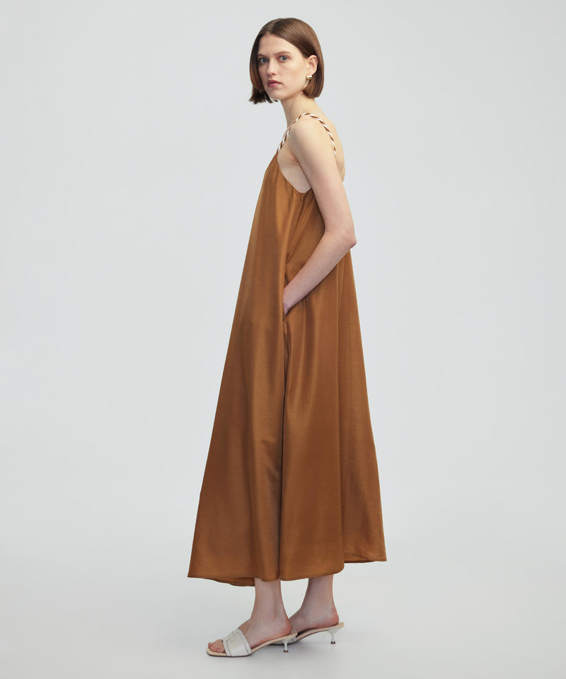 Ipekyol Contrast Wrap Strap Dress Tobacco