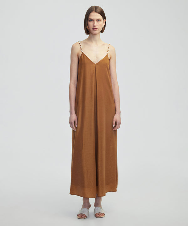 Ipekyol Contrast Wrap Strap Dress Tobacco