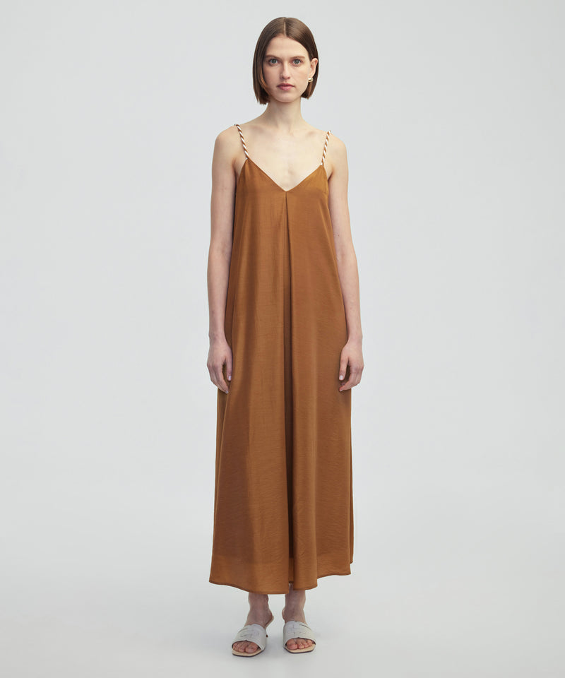 Ipekyol Contrast Wrap Strap Dress Tobacco