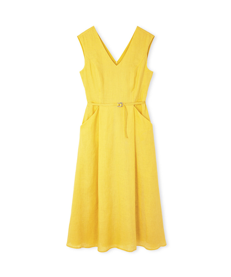 Ipekyol Minimal Metal Buckle Linen Dress Light Yellow