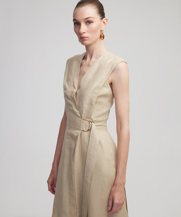 Ipekyol Double Breasted Linen Dress Natural
