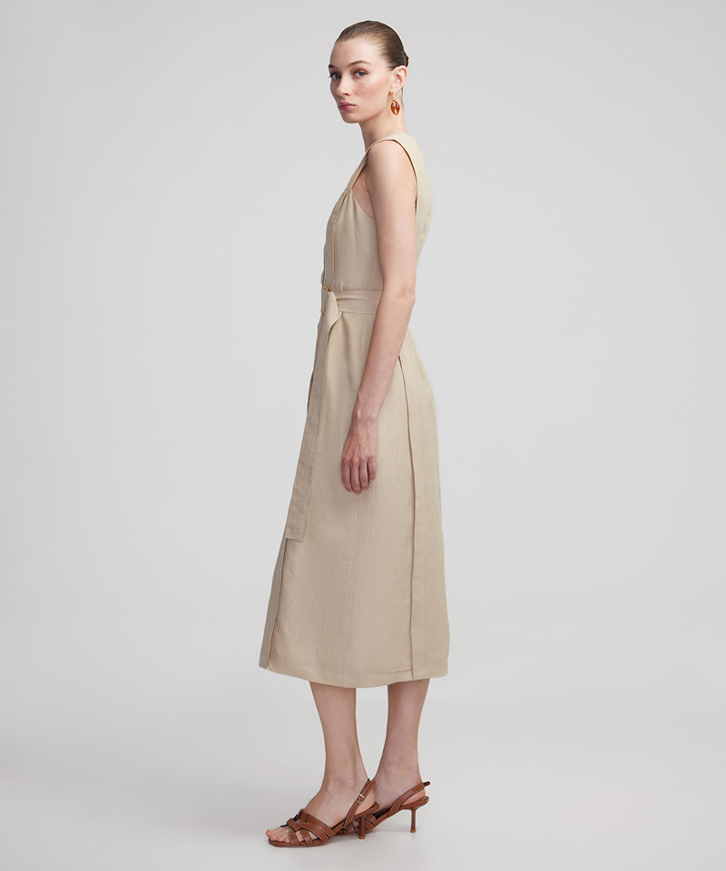 Ipekyol Double Breasted Linen Dress Natural