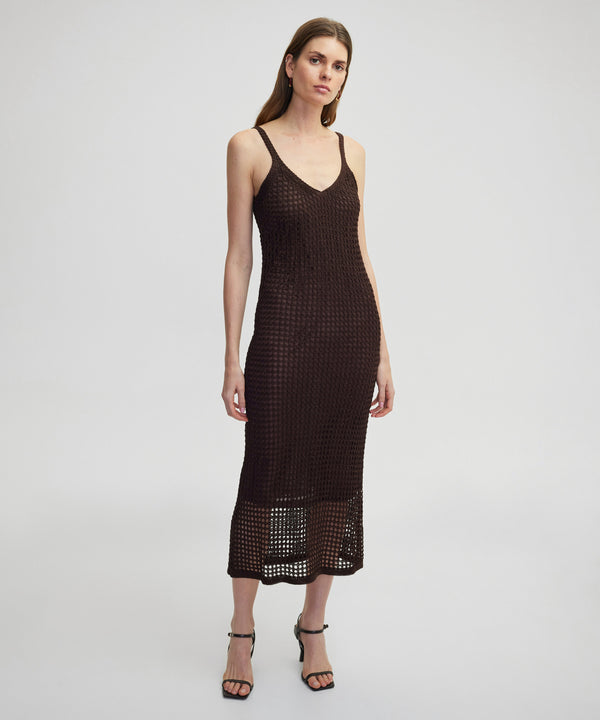 Ipekyol Openwork Knit Dress Brown