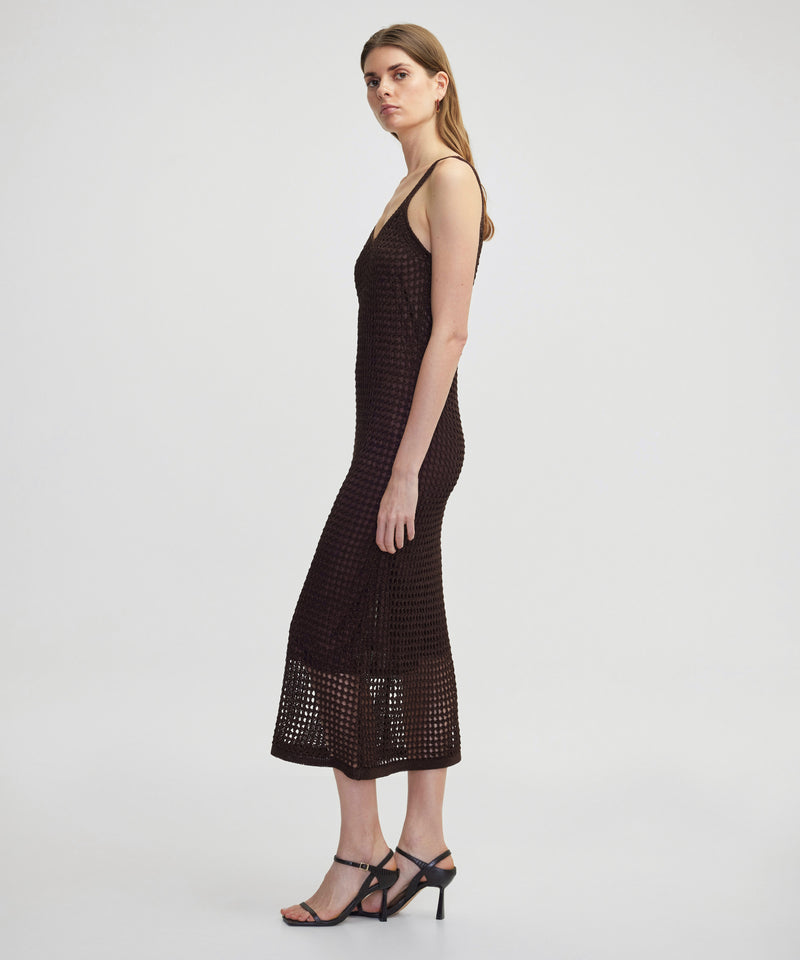 Ipekyol Openwork Knit Dress Brown