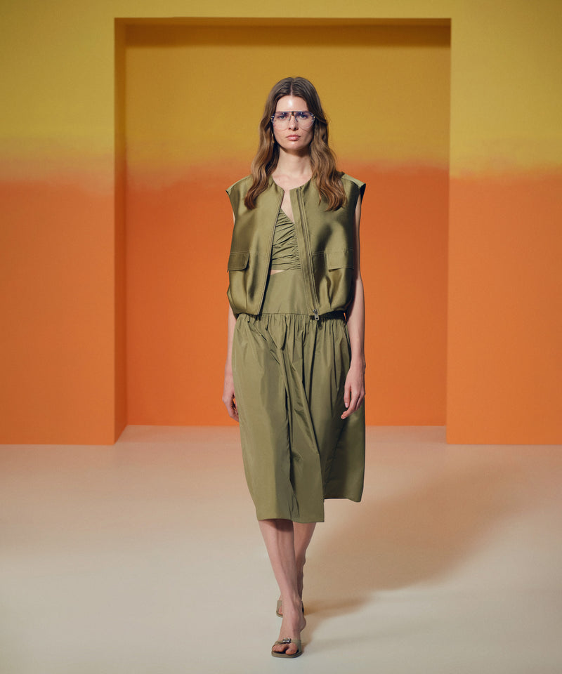 Ipekyol Cutout Taffeta Dress Khaki