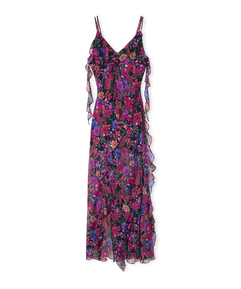 Ipekyol Floral Pattern Chiffon Dress Fuchsia