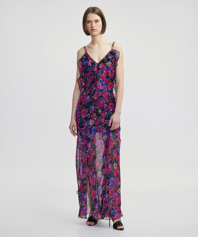 Ipekyol Floral Pattern Chiffon Dress Fuchsia