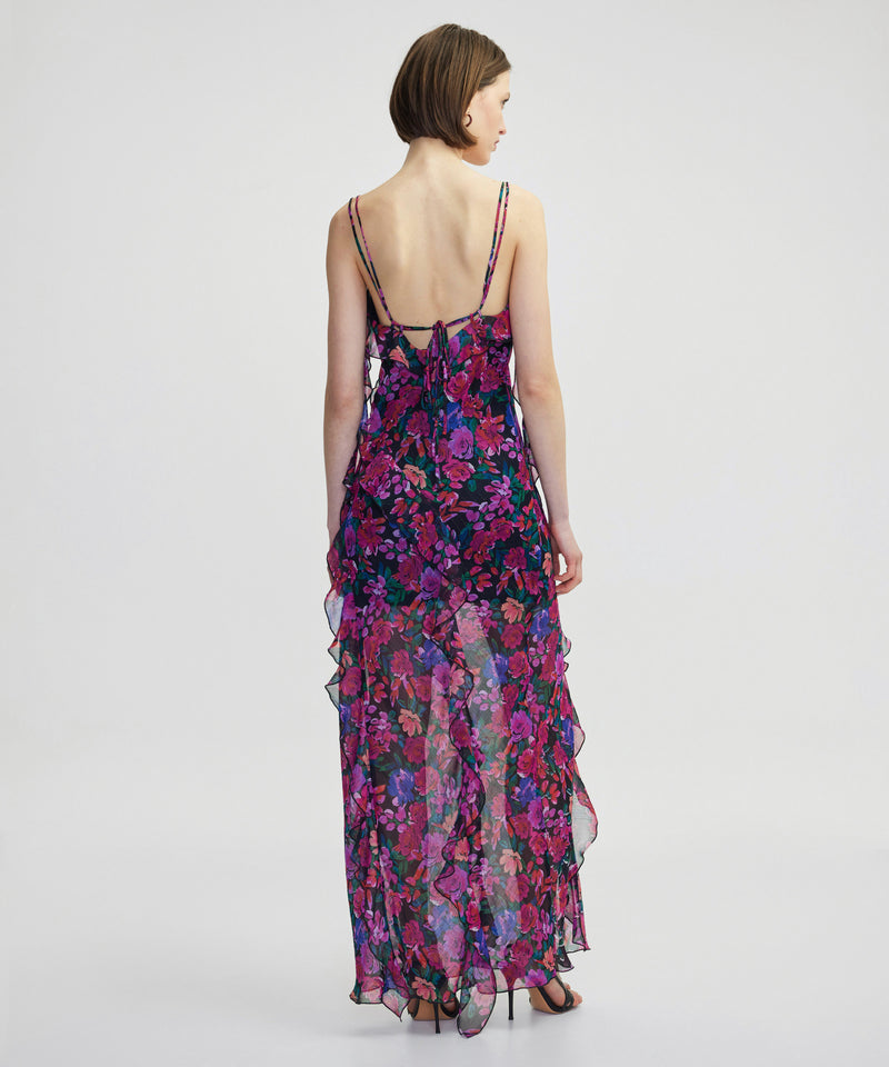 Ipekyol Floral Pattern Chiffon Dress Fuchsia