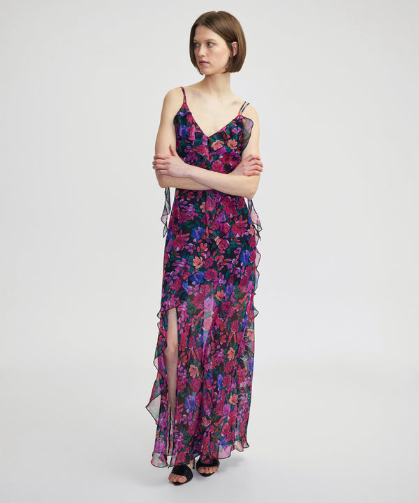 Ipekyol Floral Pattern Chiffon Dress Fuchsia