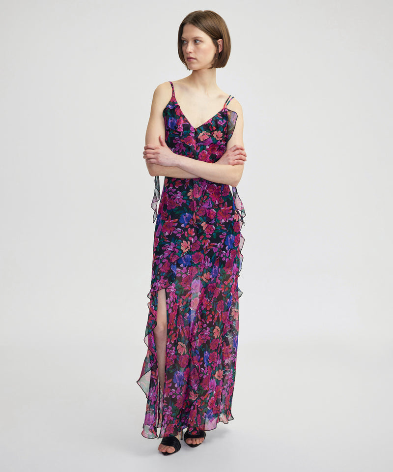 Ipekyol Floral Pattern Chiffon Dress Fuchsia