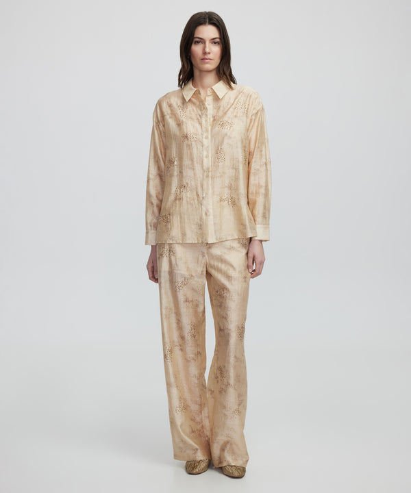 Ipekyol Embroidered And Jacquard Trousers Natural