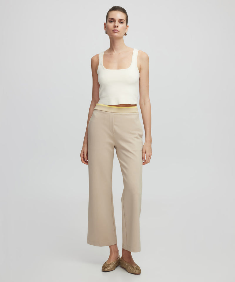 Ipekyol Contrast Waist Culottes Fit Trousers Ecru