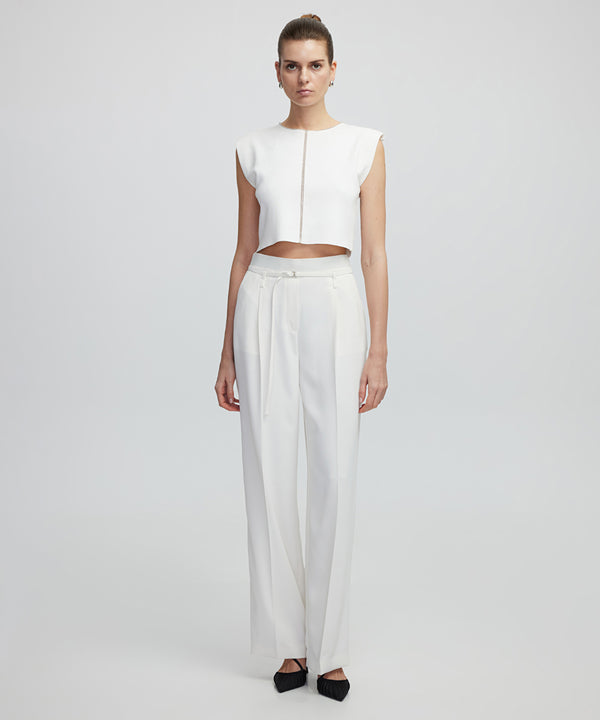 Ipekyol Minimal Metal Buckle Trousers Ecru