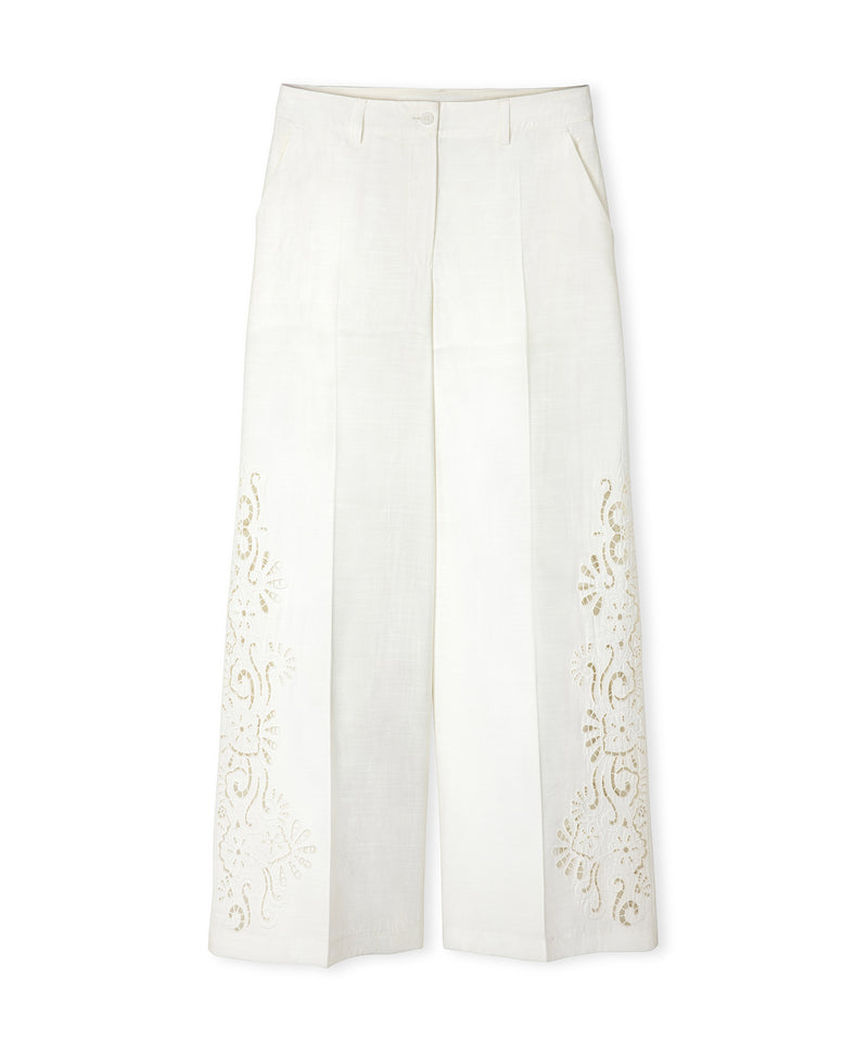 Ipekyol Wide Leg Trousers With Embroidered Detail White