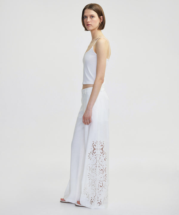 Ipekyol Wide Leg Trousers With Embroidered Detail White