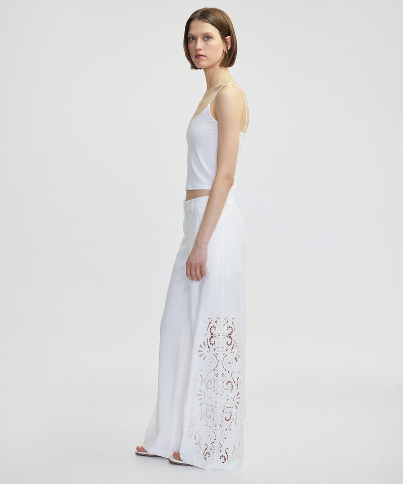 Ipekyol Wide Leg Trousers With Embroidered Detail White