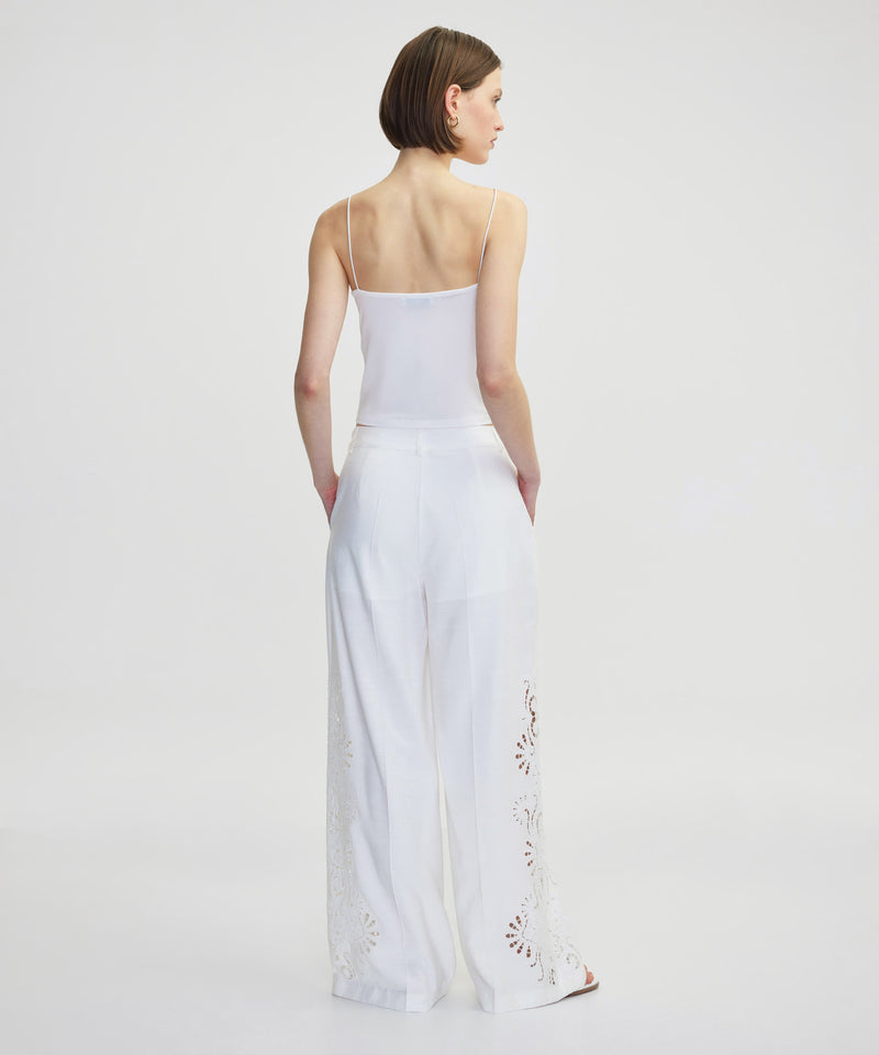 Ipekyol Wide Leg Trousers With Embroidered Detail White