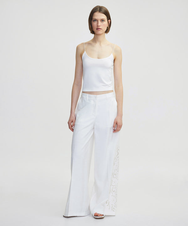Ipekyol Wide Leg Trousers With Embroidered Detail White