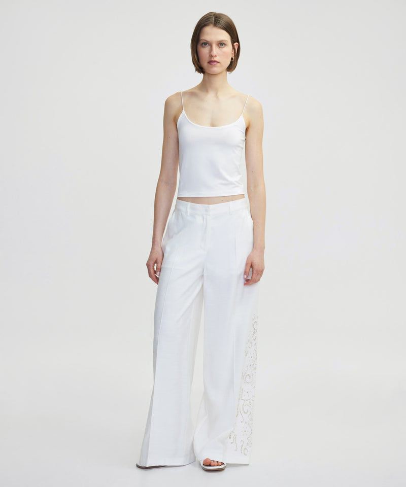 Ipekyol Wide Leg Trousers With Embroidered Detail White
