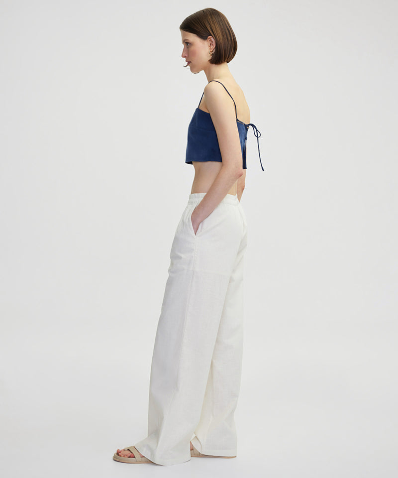 Ipekyol Wide Leg Fit Elastic Waist Trousers Ecru