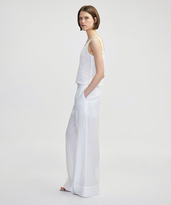 Ipekyol Wide Leg Fit Trousers With Iron Marks Ecru