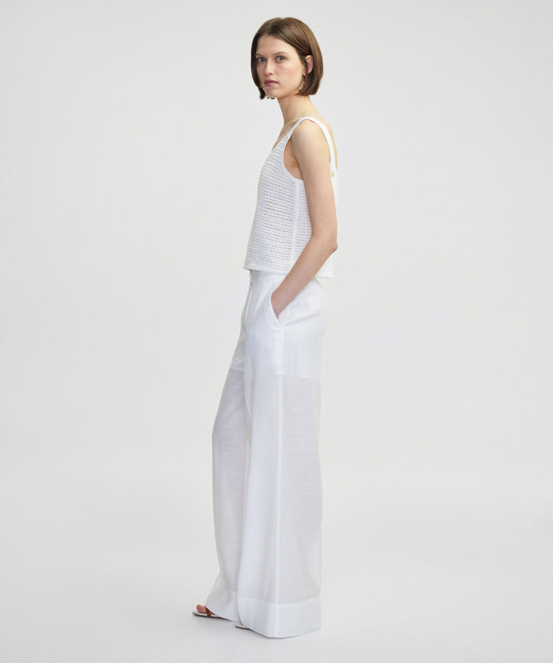 Ipekyol Wide Leg Fit Trousers With Iron Marks Ecru