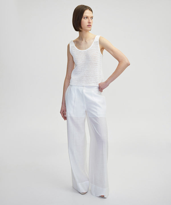 Ipekyol Wide Leg Fit Trousers With Iron Marks Ecru