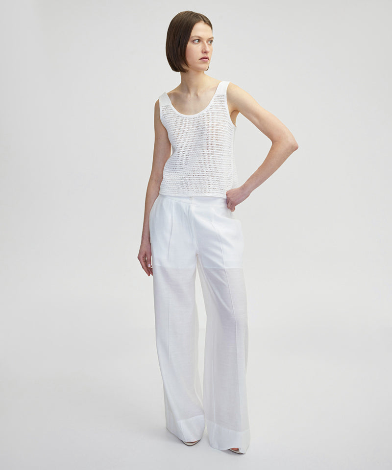 Ipekyol Wide Leg Fit Trousers With Iron Marks Ecru