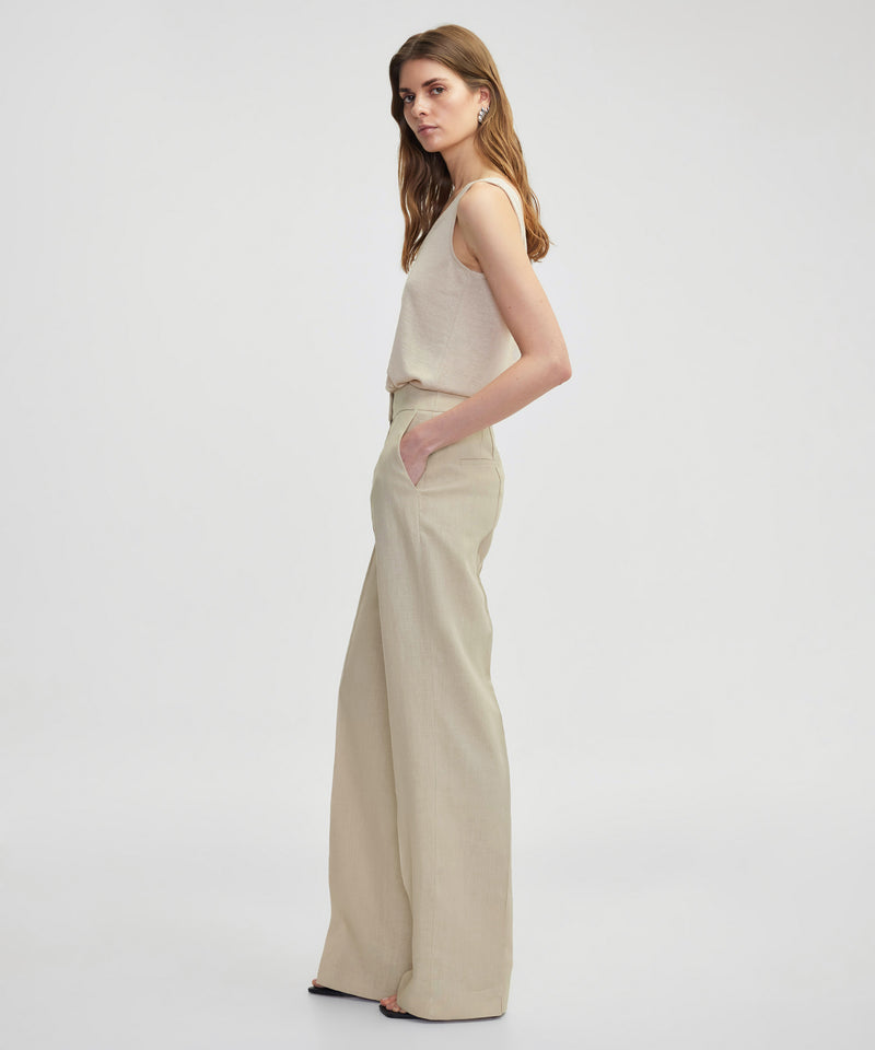 Ipekyol Wide Leg Fit Linen Trousers Natural