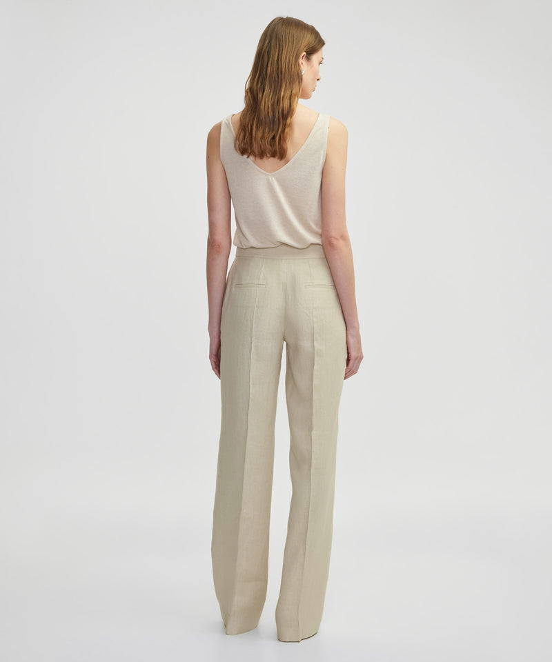 Ipekyol Wide Leg Fit Linen Trousers Natural