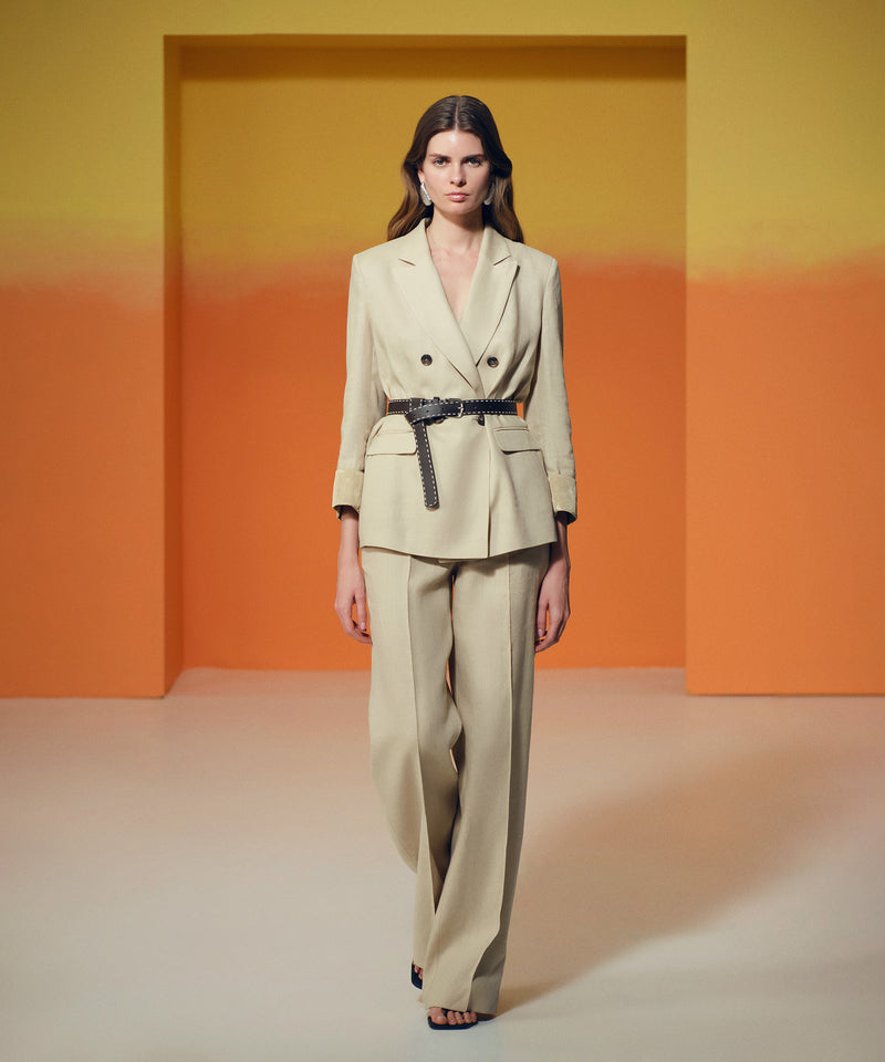 Ipekyol Wide Leg Fit Linen Trousers Natural