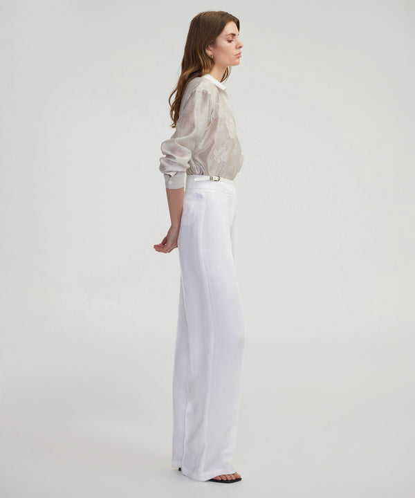 Ipekyol Double Metal Buckle Wide Leg Fit Trousers White