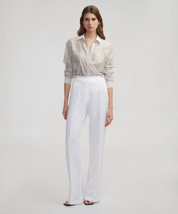 Ipekyol Double Metal Buckle Wide Leg Fit Trousers White