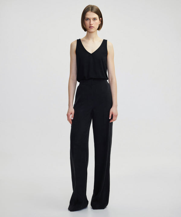 Ipekyol Ribbed Wide Leg Trousers Black