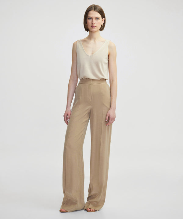 Ipekyol Ribbed Wide Leg Trousers Natural