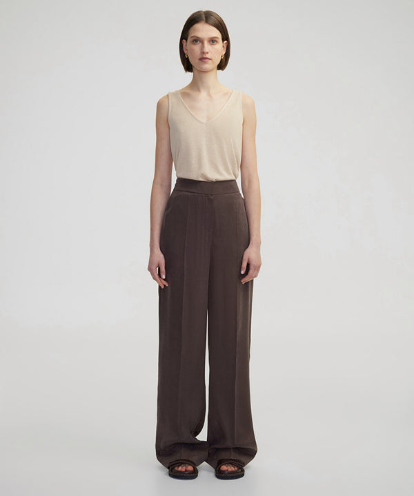 Ipekyol Ribbed Wide Leg Trousers Brown